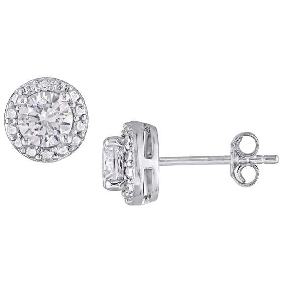 Savvy Cie Genuine Diamond Halo Stud Earrings