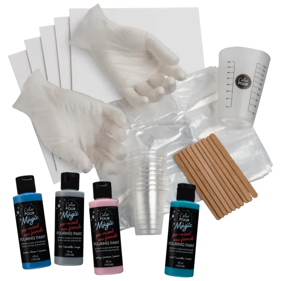 American Crafts 32-Piece Color Pour Pre-Mixed Acrylic Paint Bundle