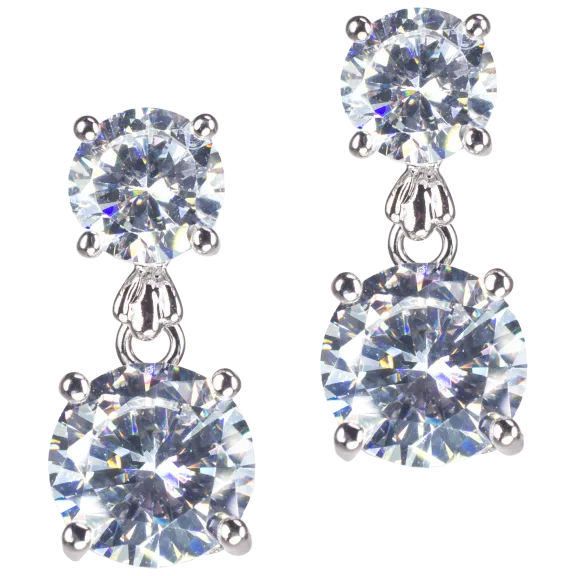 CZ by Kenneth Jay Lane Double Round Pierced Drop Earring