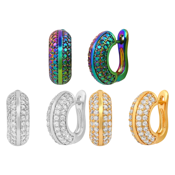 Steeltime Ladies 1.76ct  Simulated Diamonds Hoop Earrings