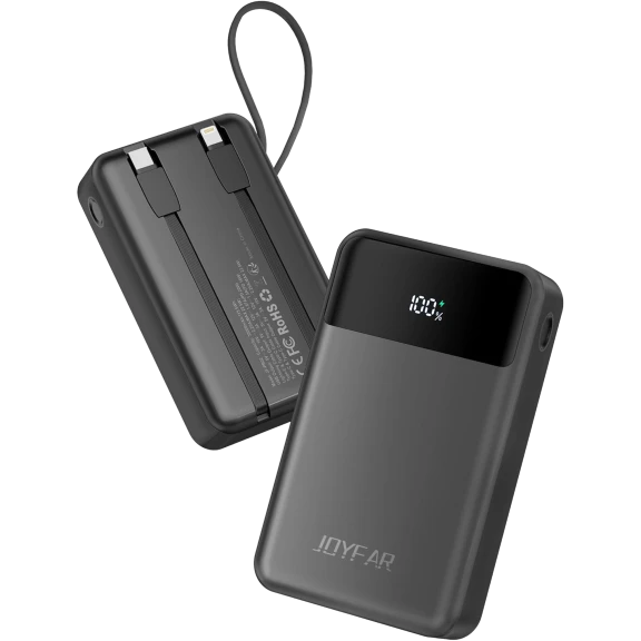 JOYFAR 30,000mAh Portable PowerBank with 2 Built in Cables + 22.5W USB-C Output