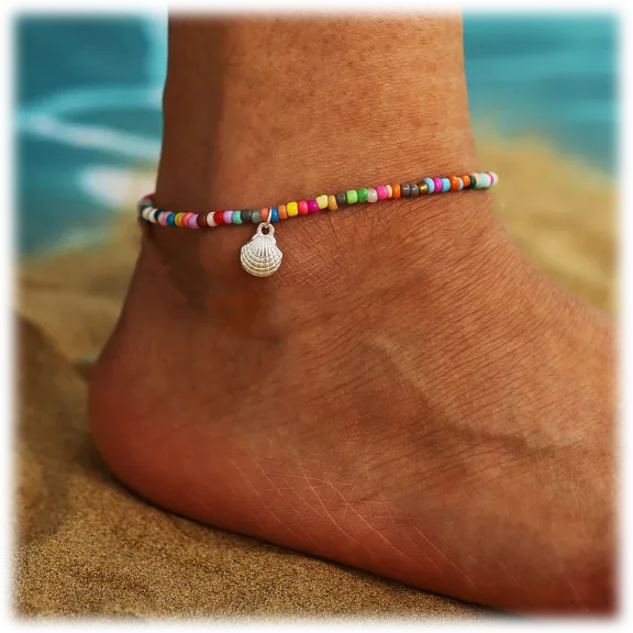 Golden NYC Jewelry 18K Plated Rainbow Seashell Anklet