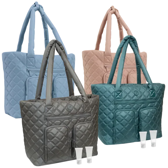 Joan & David Diamond Quilted Parachute Nylon Travel Tote