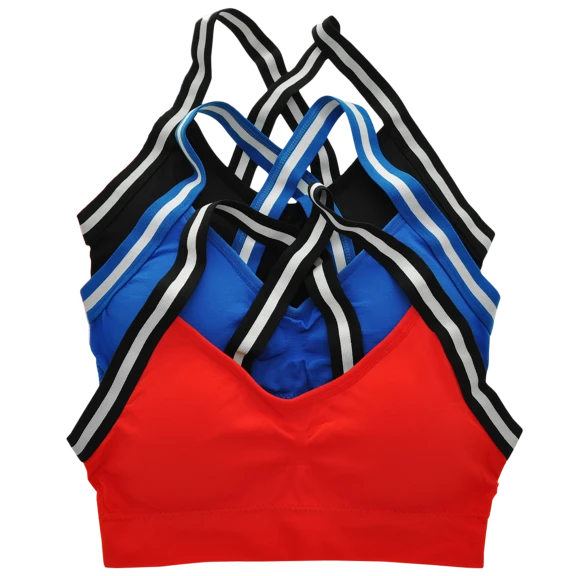 3-Pack: Angelina Seamless Striped Racerback Bralette