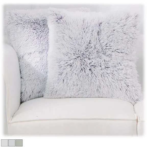 Cheer Collection Set of 2 Shaggy Hair Decorative Throw Pillows 18x18 or 20x20
