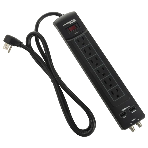 Monster Core Power 600 6-Outlet and 2-USB Surge Protector with 6-Foot Cord