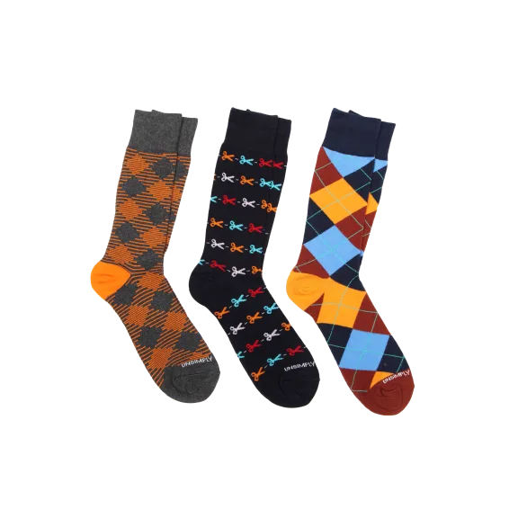 Unsimply Stitched 3-Pack Dress Socks "Scissors"