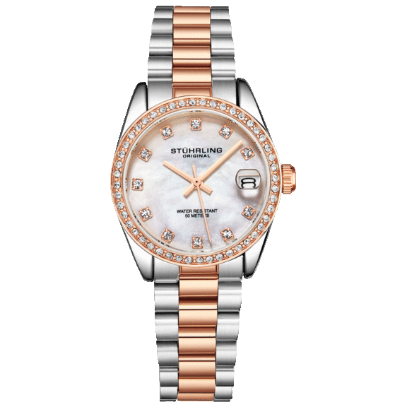 Stührling Women's Lineage 31mm Bracelet Watch in Rose Gold-Tone or Silver
