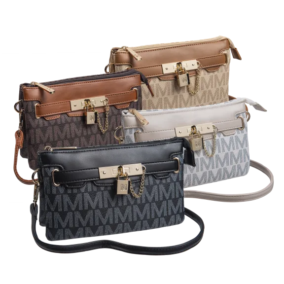 Milan Imports Lock & Chain Crossbody-Wristlet Combo Handbag