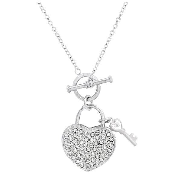 Savvy Cie 18K White Gold Large 'You Hold The Key To My Heart' Toggle Necklace