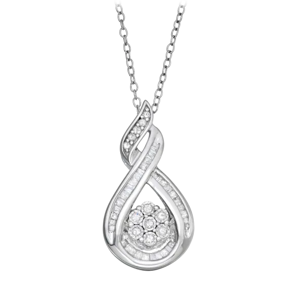 Diamond Muse 0.25 Carat TW Sterling Silver Diamond Teardrop Necklace