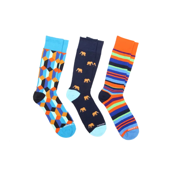 Unsimply Stitched 3-Pack Dress Socks "Elephants"
