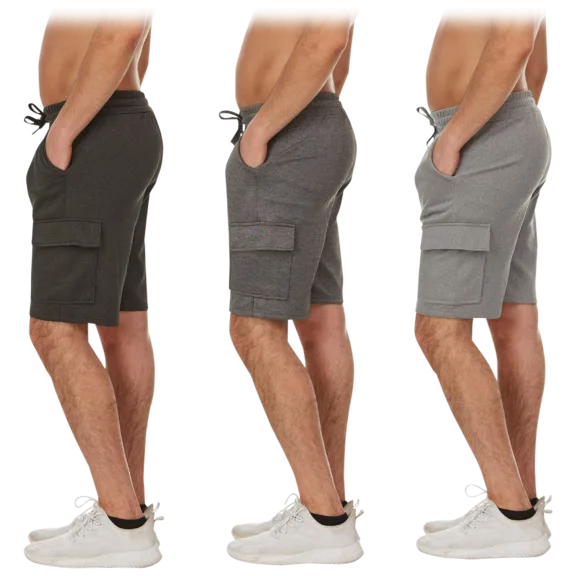 3-Pack: Men's Moisture-Wicking Cargo Shorts