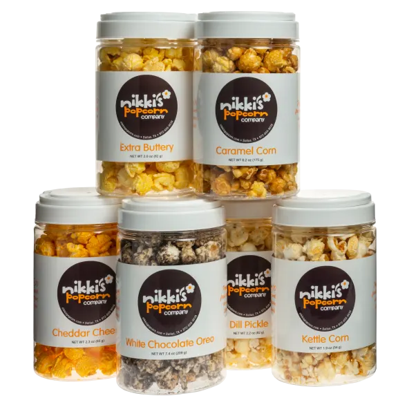 6-Pack: Nikki's Gourmet Popcorn Samplers