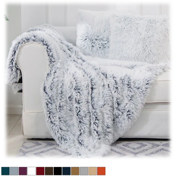 Cheer Collection Long Hair Shaggy Throw Blanket
