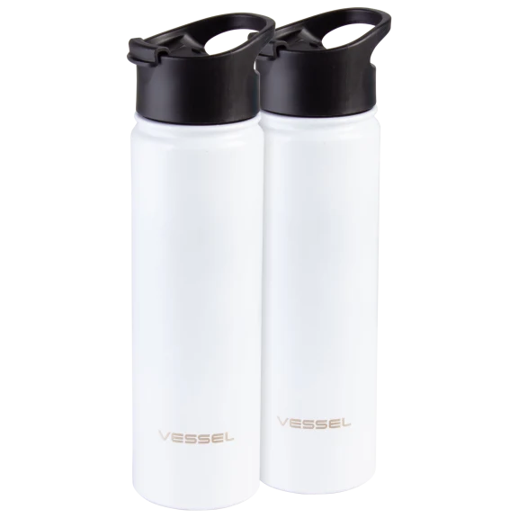 2-Pack: VESSEL 22oz Double-Wall Stainless Steel Hot/Cold Bottles