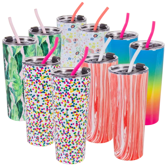 2-Pack: Cambridge 24oz Insulated Tumblers with Straws