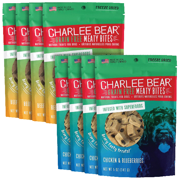 8-Pack: Charlee Bear Meaty Bites Freeze Dried Grain-Free Dog Treats