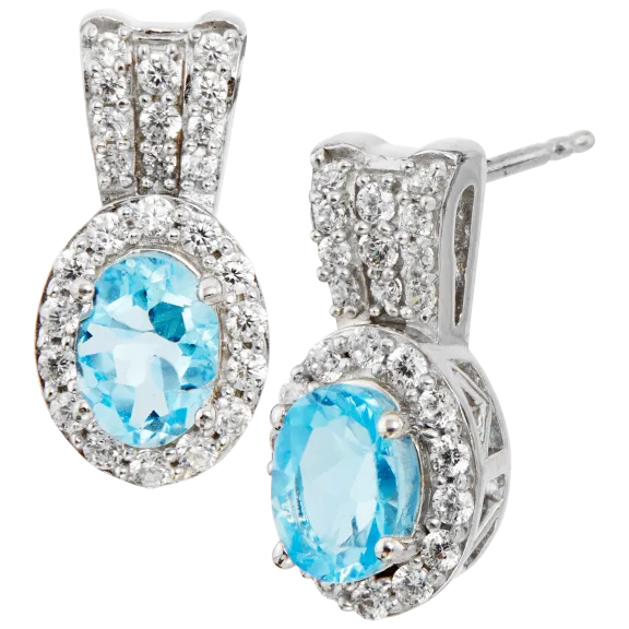 Savvy Cie Statement Created Blue Topaz Drop Earrings
