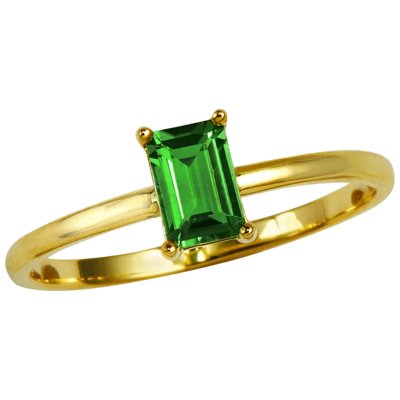 Savvy Cie 18K Gold Over Sterling Emerald Cut Emerald CZ Solitaire Ring