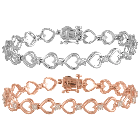 Diamond Muse 1/4 Carat Lab Grown Diamond Heart Link Bracelet