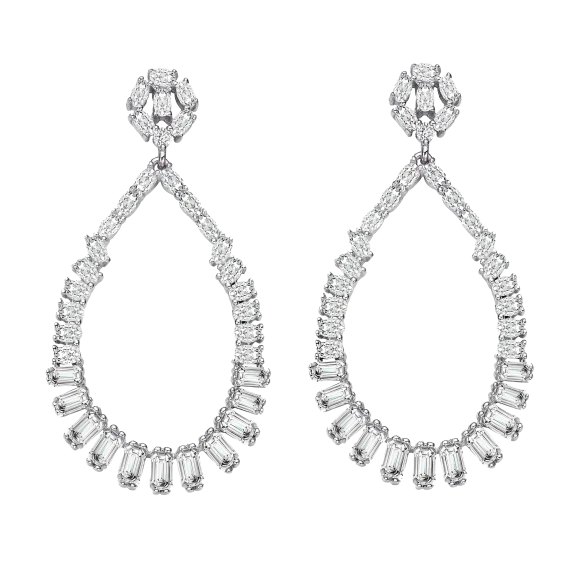 Megan Walford Lab Created Emerald and Oval Cut Hoop Earrings