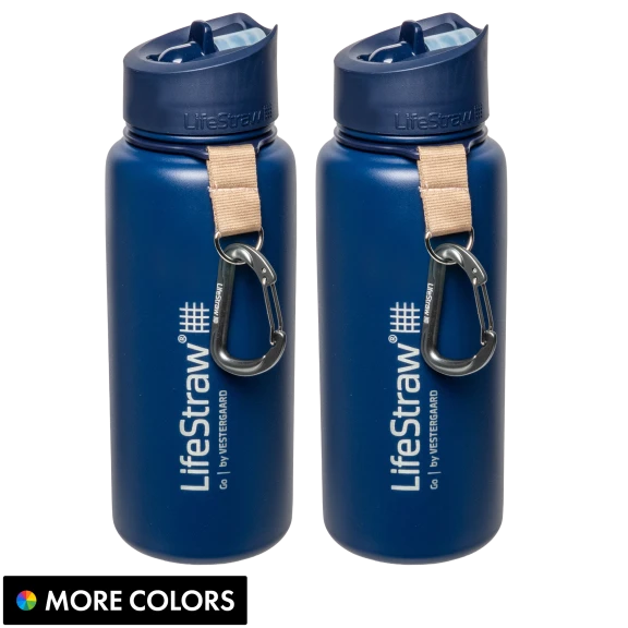 2-Pack: LifeStraw Go 24oz Stainless Steel Insulated Water Filter Bottle