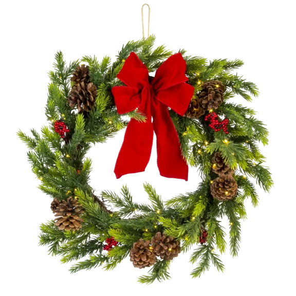 22" Wreath with Bow and Color-Changing Lights by American Tree & Wreath