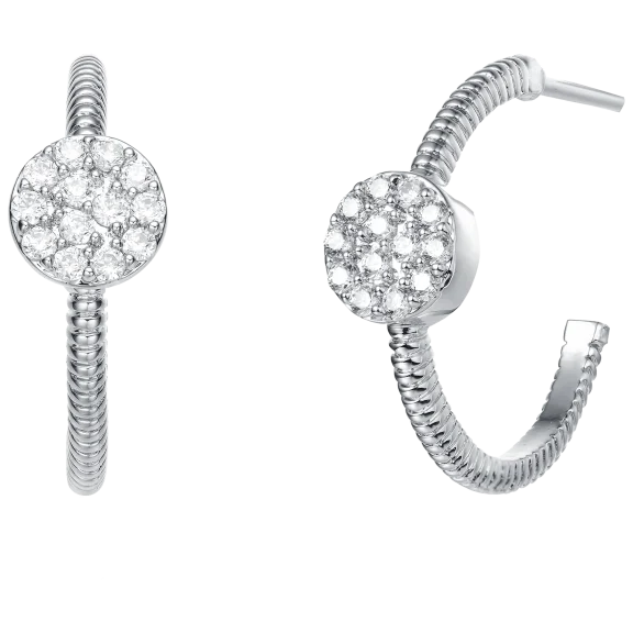 Megan Walford Elegant Rhodium Plated Open Hoop Earrings