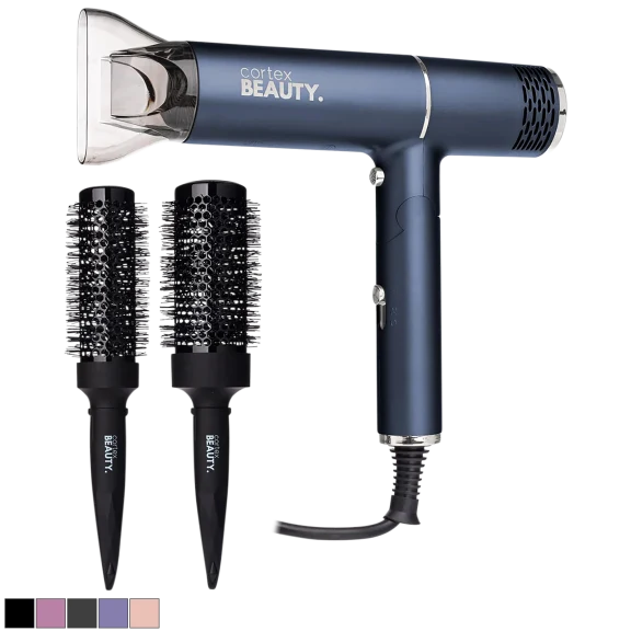 Cortex Beauty AirFold Ionic Foldable Dryer & 2-Piece Blowout Brush Set