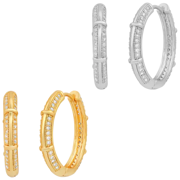 Steeltime Ladies .6ct Simulated Diamond Hoop Earrings