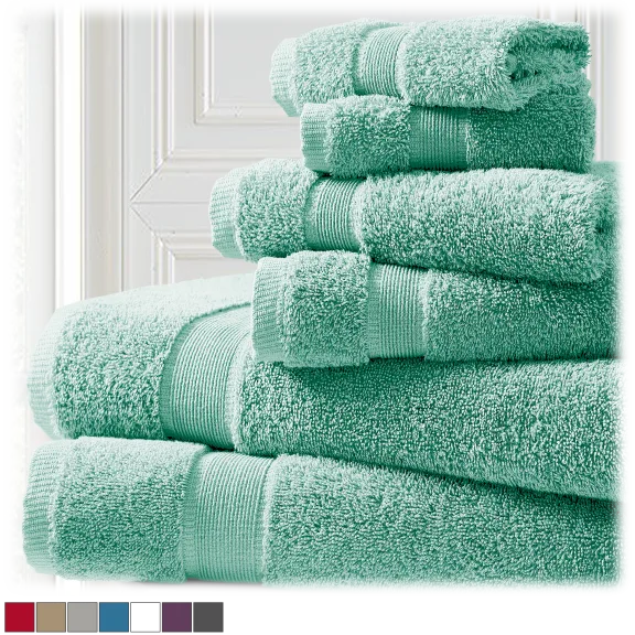 Blissful Bath 6-Piece 100% Cotton Bath Towel Set
