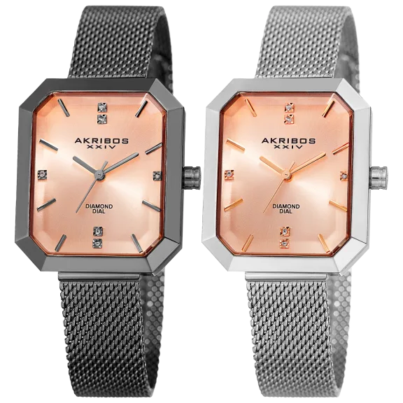 Akribos XXIV Women's Quartz Diamond Stainless Steel Bracelet Watch