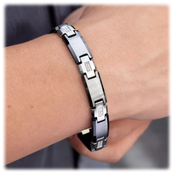 Esquire Men's Genuine Diamond .25 TCW Tungsten and Stainless Steel Bracelet