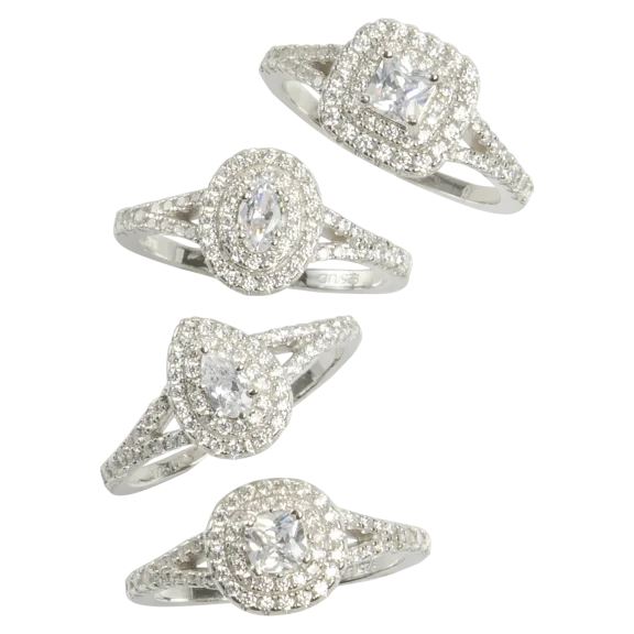 Diamond Muse 4-Piece White Cubic Zirconia Rhodium Over Sterling Silver Rings