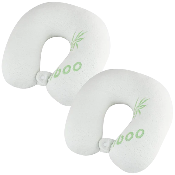 2-Pack: Bamboo Memory Foam Travel Pillows