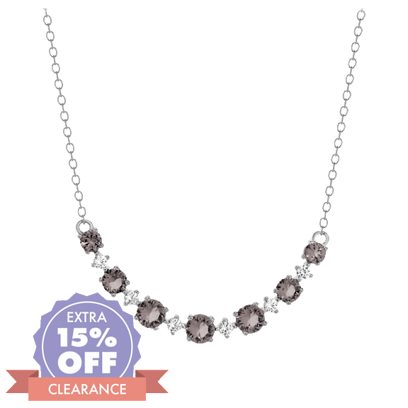 Unique Design Sterling Silver Lab Created Gemstone and White Sapphire Necklace