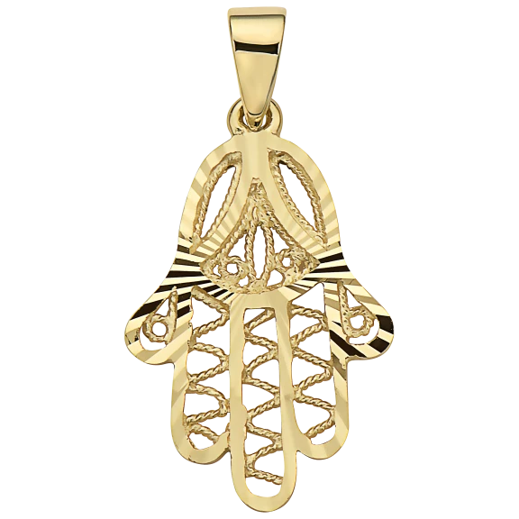 Pori Jewelers 14K Yellow Gold Detailed Hand Of Hamsa Pendant