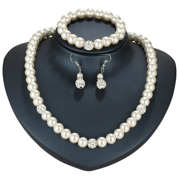 Golden NYC Jewelry 3 Piece Mock Pearl Jewelry Set