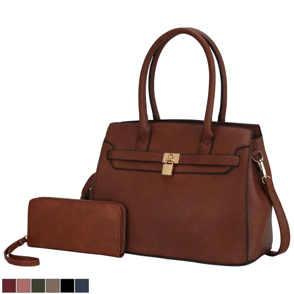 2-Piece: MKF Collection Bruna Satchel Bag with a Matching Wallet by Mia K.