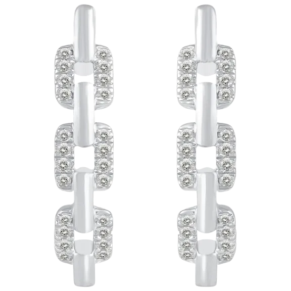 Fifth and Fine 1/4 Carat TW Sterling Silver Diamond Chain Link Hoop Earrings
