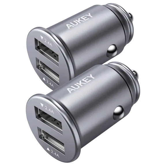 2-Pack: Aukey 24-Watt Recessed Dual-Port Car Chargers
