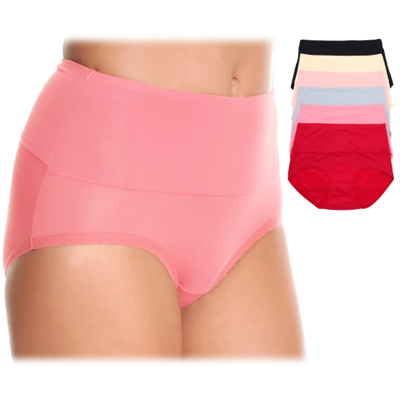 6-Pack: Angelina Microfiber High Waist Light Control Briefs