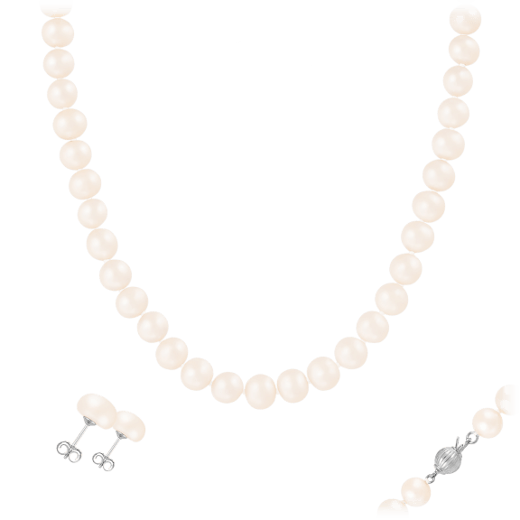 Splendid Pearls 8-8.5mm Freshwater Pearl Necklace & Earring Set