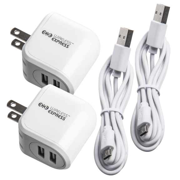 2-Pack: Wireless Express Dual USB Travel Chargers