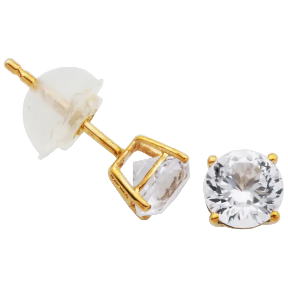 Morgan & Paige 10K Gold Stud Earrings with 100 Facet Created White Sapphires