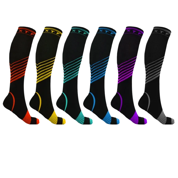 6-Pack: Extreme Fit Ultra-Performance V-Striped Athletic Compression Socks