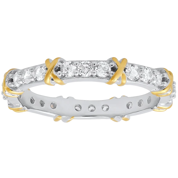 Kylie Harper Cubic Zirconia X Stackable Eternity Band Ring