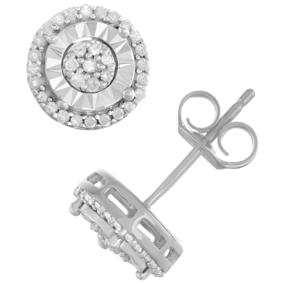 Diamond Muse 1/4 Carat TW Genuine Diamond Miracle Plate Cluster Stud Earrings
