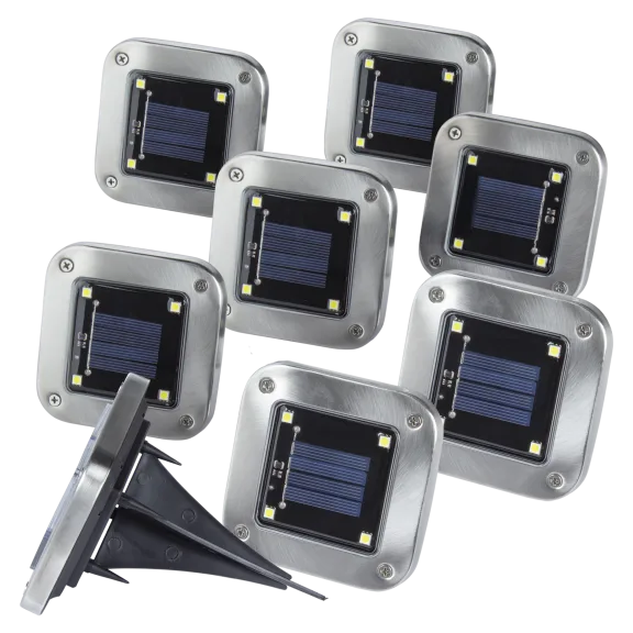 8-Pack: Square In-Ground Solar Pathway Lights with Bright LEDs